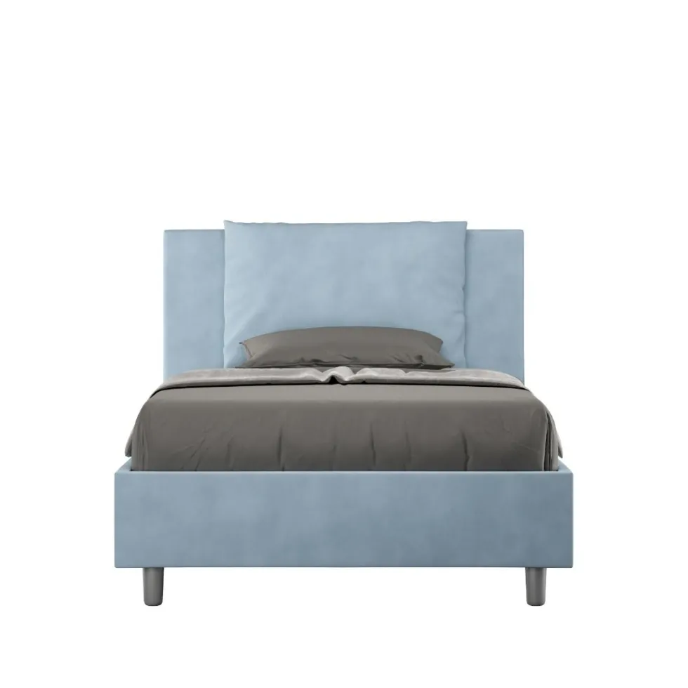 Letto 120x190cm contenitore con cuscino in microfibra azzurro LIT162
