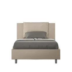 Letto 120x210cm contenitore con cuscino in similpelle tortora LIT168