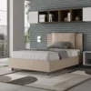 Letto 120x190cm contenitore con cuscino in similpelle tortora LIT160