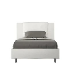 Letto 120x190cm contenitore con cuscino in similpelle bianco LIT160