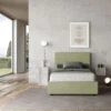 Letto 120x190cm contenitore con giroletto in microfibra tè verde LIT192