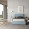 Letto 120x190cm contenitore con giroletto in microfibra azzurro LIT192