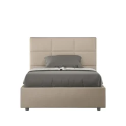 Letto 120x190cm contenitore con giroletto in similpelle tortora LIT190