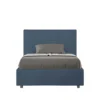 Letto 120x210cm contenitore con giroletto in microfibra blu LIT200