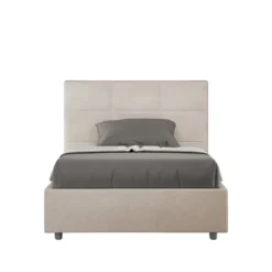 Letto 120x200cm contenitore con giroletto in microfibra sabbia beige LIT196
