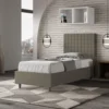 Letto 80x190cm contenitore con testiera a quadretti in similpelle cappuccino LIT62