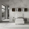 Letto 90x210cm contenitore con testiera a rombo bianco LIT134