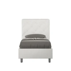 Letto 90x210cm contenitore con testiera a rombo bianco LIT134