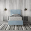 Letto 90x210cm contenitore con testiera liscia in microfibra azzurro LIT104