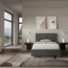 Letto 120x210cm contenitore con testiera in microfibra grigio LIT158