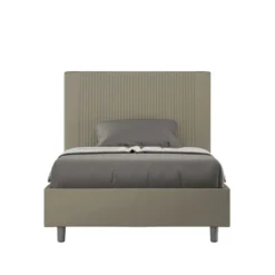 Letto 120x210cm contenitore con testiera a linee verticali cappuccino LIT224