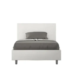 Letto 120x190cm contenitore con testiera in similpelle bianco LIT148