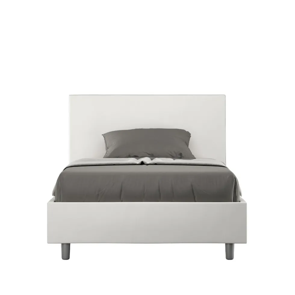 Letto 120x190cm contenitore con testiera in similpelle bianco LIT148