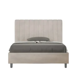 Letto 120x190cm contenitore con testiera trapuntata in microfibra sabbia LIT228