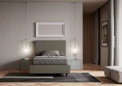 Letto 120x210cm contenitore con testiera trapuntata cappuccino LIT206