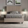 Letto 120x190cm contenitore con testiera a linee verticali tortora LIT220