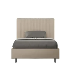 Letto 120x190cm contenitore con testiera a linee verticali tortora LIT220