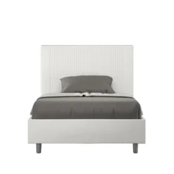 Letto 120x190cm contenitore con testiera a linee verticali bianco LIT220