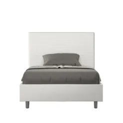 Letto 120x190cm contenitore con testiera trapuntata bianco LIT202