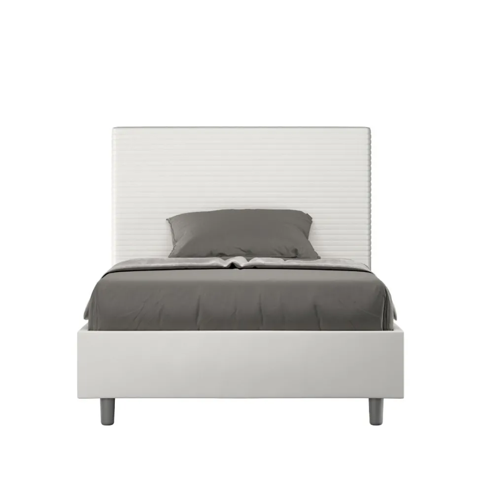 Letto 120x190cm contenitore con testiera trapuntata bianco LIT202