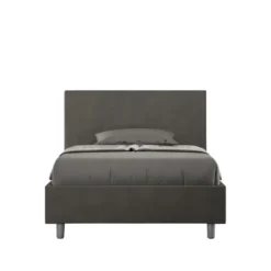 Letto 120x200cm contenitore con testiera in microfibra grigio LIT154
