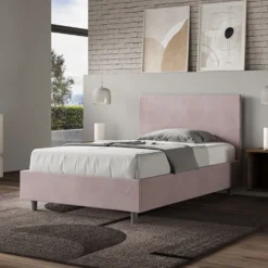 Letto 120x200cm contenitore con testiera in microfibra glicine lilla LIT154