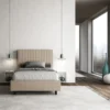 Letto 120x210cm contenitore con testiera a quadretti tortora LIT212