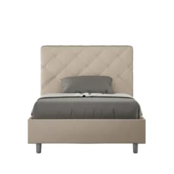 Letto 120x190cm contenitore con testiera a rombo tortora LIT214