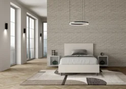 Letto 120x210cm contenitore con testiera in similpelle bianco LIT156
