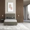 Letto 120x190cm contenitore con testiera a rombo cappuccino LIT214