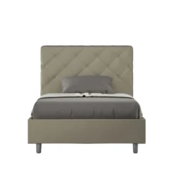 Letto 120x190cm contenitore con testiera a rombo cappuccino LIT214