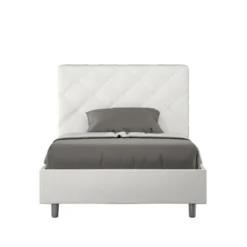 Letto 120x190cm contenitore con testiera a rombo bianco LIT214