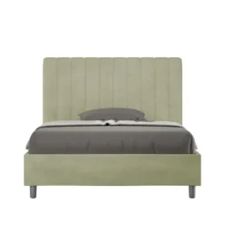 Letto 120x210cm contenitore con testiera trapuntata in microfibra tè verde LIT236