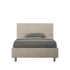 Letto 120x190cm contenitore con testiera in microfibra sabbia beige LIT150