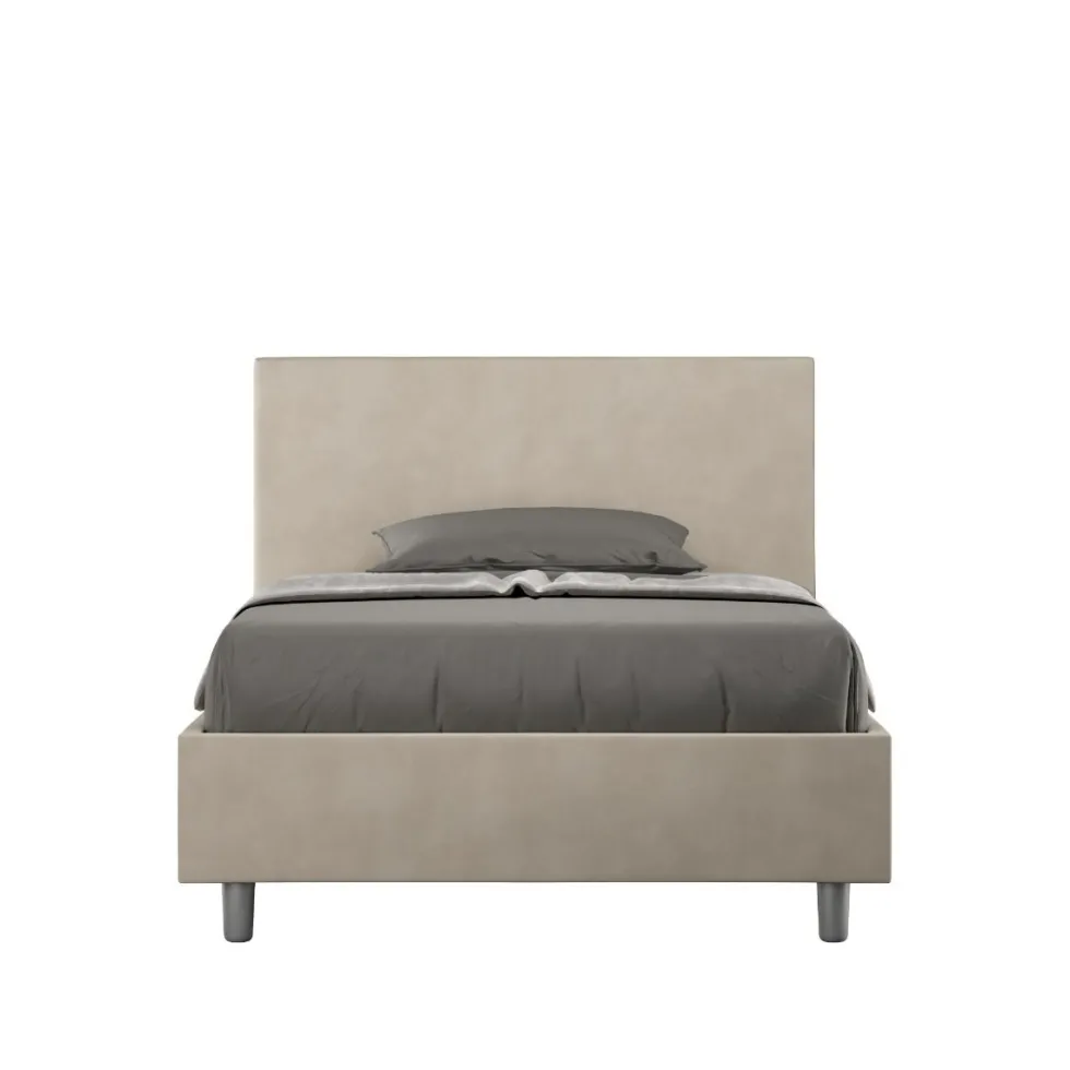 Letto 120x190cm contenitore con testiera in microfibra sabbia beige LIT150