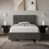 Letto 120x190cm contenitore con testiera in microfibra grigio LIT150