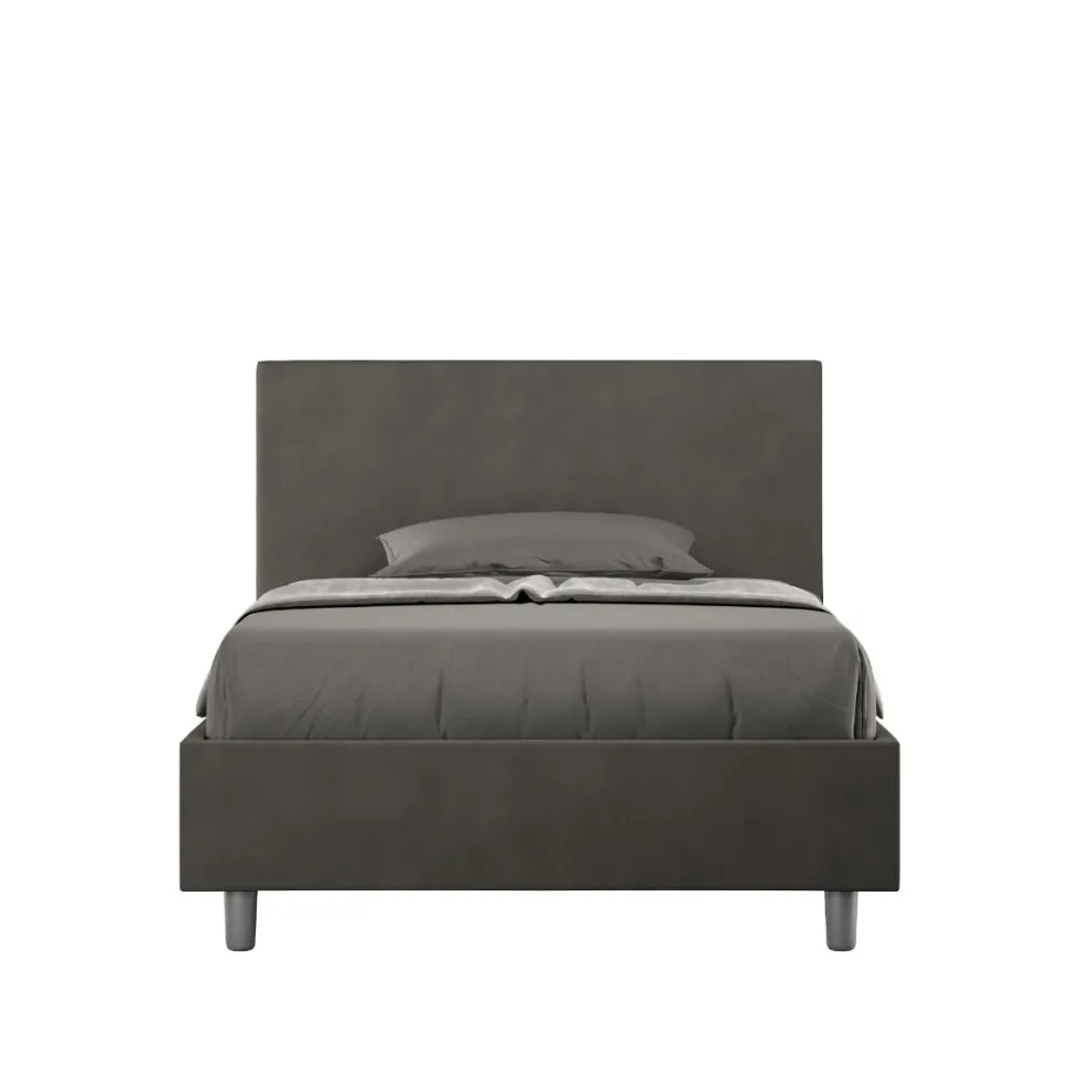 Letto 120x190cm contenitore con testiera in microfibra grigio LIT150
