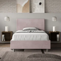 Letto 120x190cm contenitore con testiera in microfibra glicine lilla LIT150