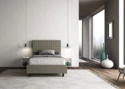 Letto 120x200cm contenitore con testiera a quadretti cappuccino LIT210