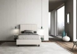 Letto 120x190cm contenitore con testiera a quadretti bianco LIT208