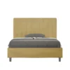 Letto 120x200cm contenitore con testiera trapuntata in microfibra ocra LIT232