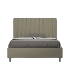 Letto 120x200cm contenitore con testiera trapuntata in similpelle cappuccino LIT230