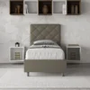 Letto 90x200cm contenitore con testiera a rombo cappuccino LIT132