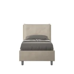 Letto 90x210cm contenitore con tre bottoni in microfibra sabbia beige LIT116
