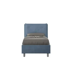 Letto 90x210cm contenitore con tre bottoni in microfibra blu LIT116