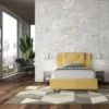 Letto 120x210cm contenitore con tre bottoni in microfibra ocra LIT188