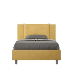 Letto 120x210cm contenitore con tre bottoni in microfibra ocra LIT188