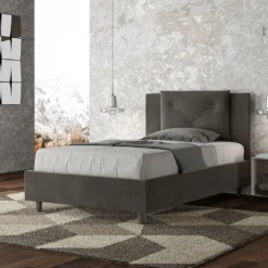 Letto 120x210cm contenitore con tre bottoni in microfibra grigio LIT188