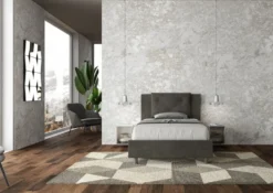 Letto 120x210cm contenitore con tre bottoni in microfibra grigio LIT188