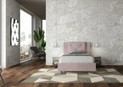 Letto 120x210cm contenitore con tre bottoni in microfibra glicine lilla LIT188
